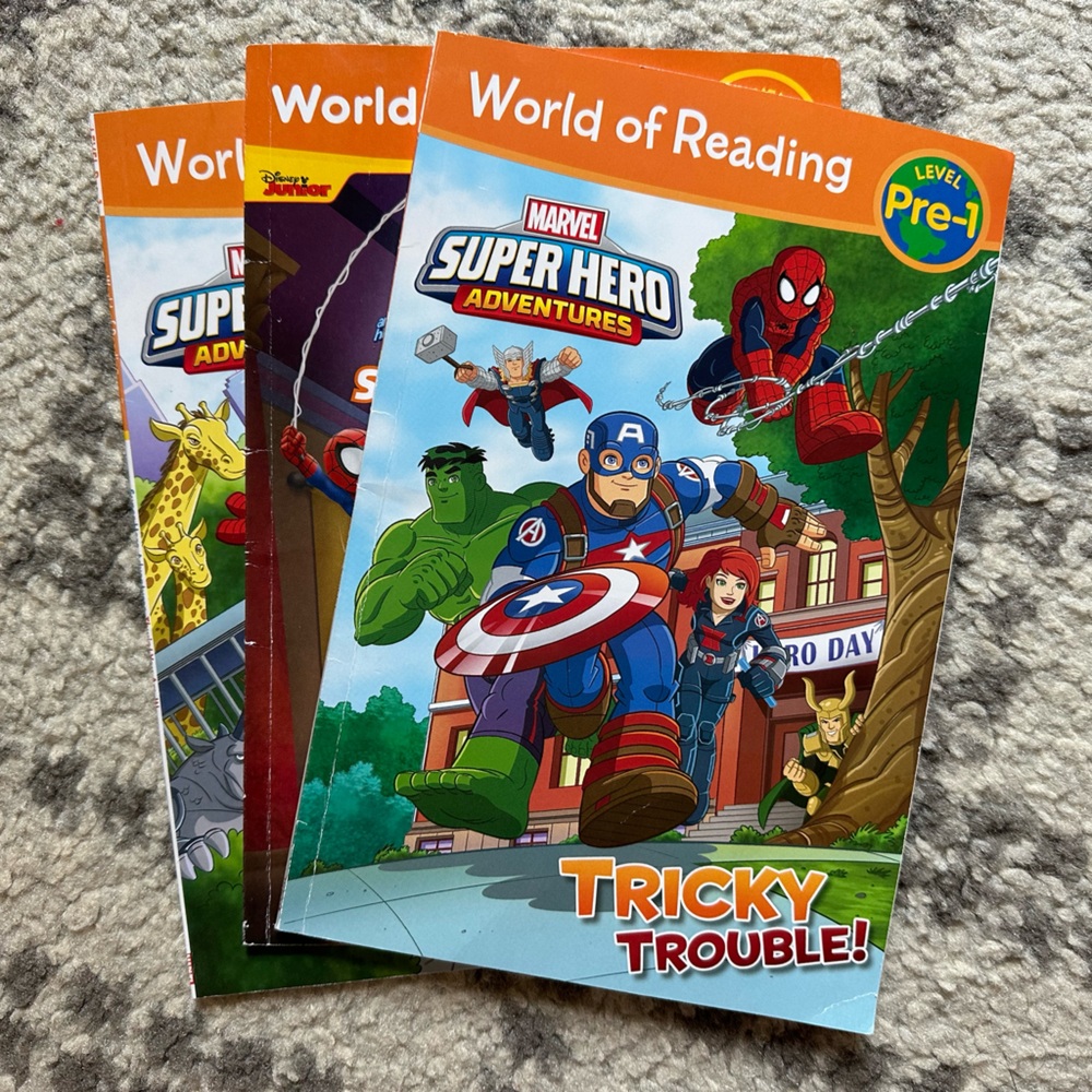 Set of Three pre-level 1 Marvel world of reading books